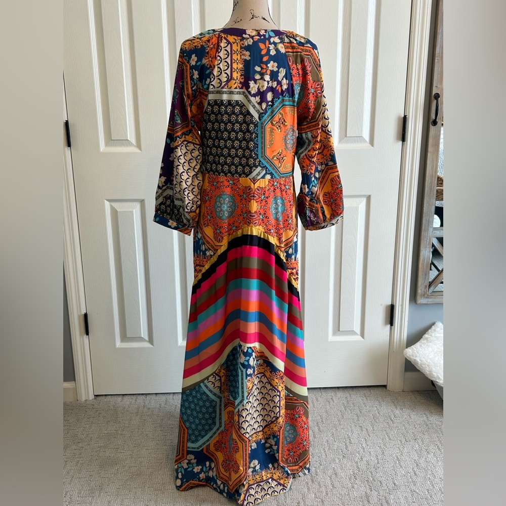 Colorful v-neck boho Maxi Dress nwt - Picture 2 of 6